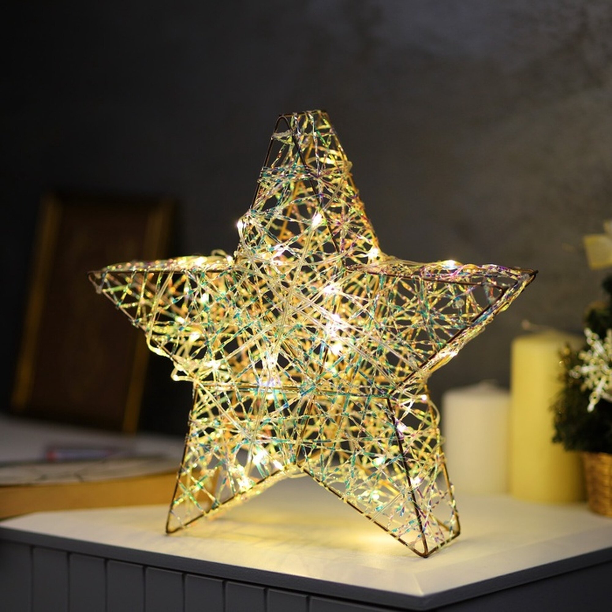 Фигура световая «Звезда плетенная» 30×30х7 см 30 LED батарейки ААх3 (не в комплекте) свечение тёплое белое