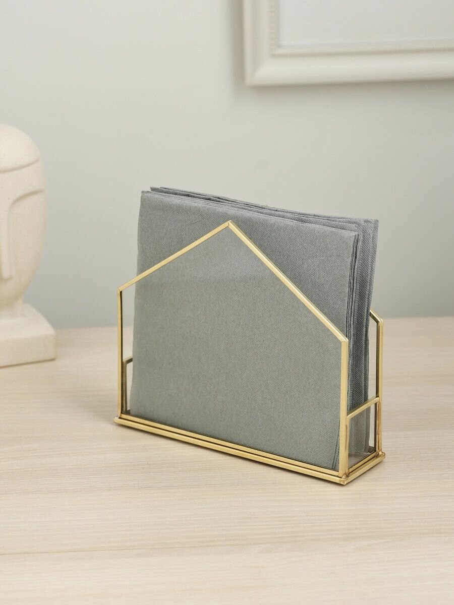 Салфетница Арт-Птица, под большие салфетки, цвет золотистый, 16.5х16.5 см