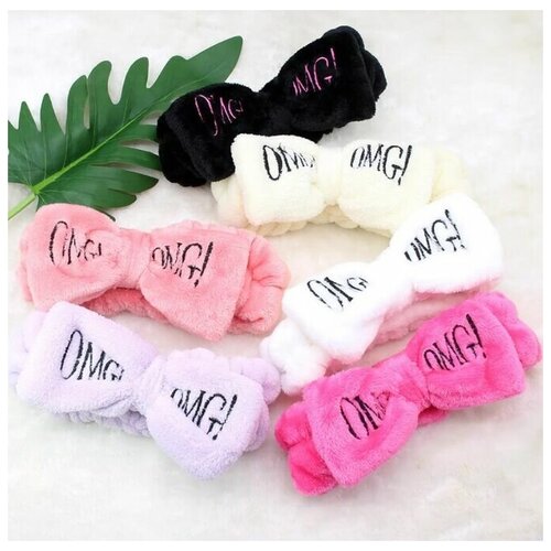 Повязка для волос OMG ОМГ для косметических процедур на голову, бант на резинке