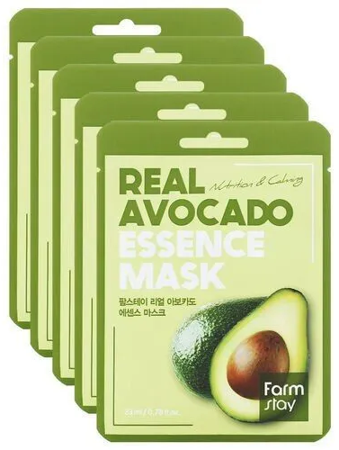 FarmStay Маска тканевая для лица с экстрактом авокадо - Real avocado essence mask 5 шт