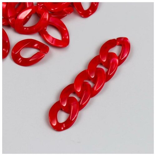 Звено цепи пластик для творчества мрамор красный набор 25 шт 2,3х16,5 см