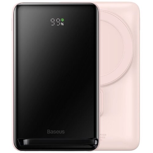 Внешний аккумулятор Baseus Magnetic Bracket Wireless Fast Charge Power Bank 10000mAh 20W Pink PPCX000004 510000₽