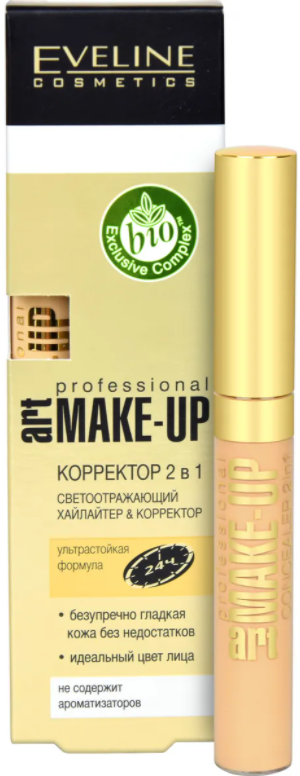 Эвелин / Eveline Art Make-Up Professional Корректор 2в1 жидкий с апликатором тон 04 Light 7 мл