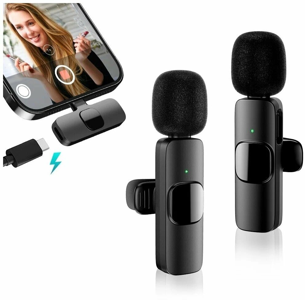 Комплект микрофонов петличных Bluetooth Type-C / Беспроводные петличные микрофоны Wireless Bluetooth Microphones Type-C