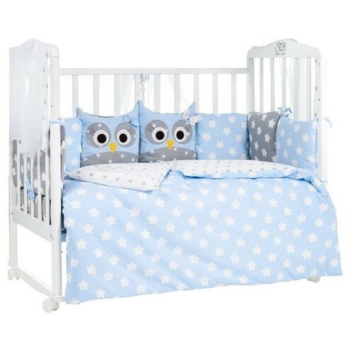 Комплект в кроватку LuBaby Совята (6 предметов) Зеленый
