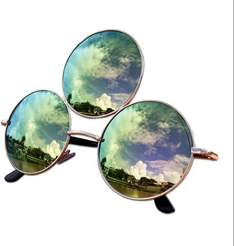 Солнцезащитные очки с тремя линзами (Зеркальные, зеленые)