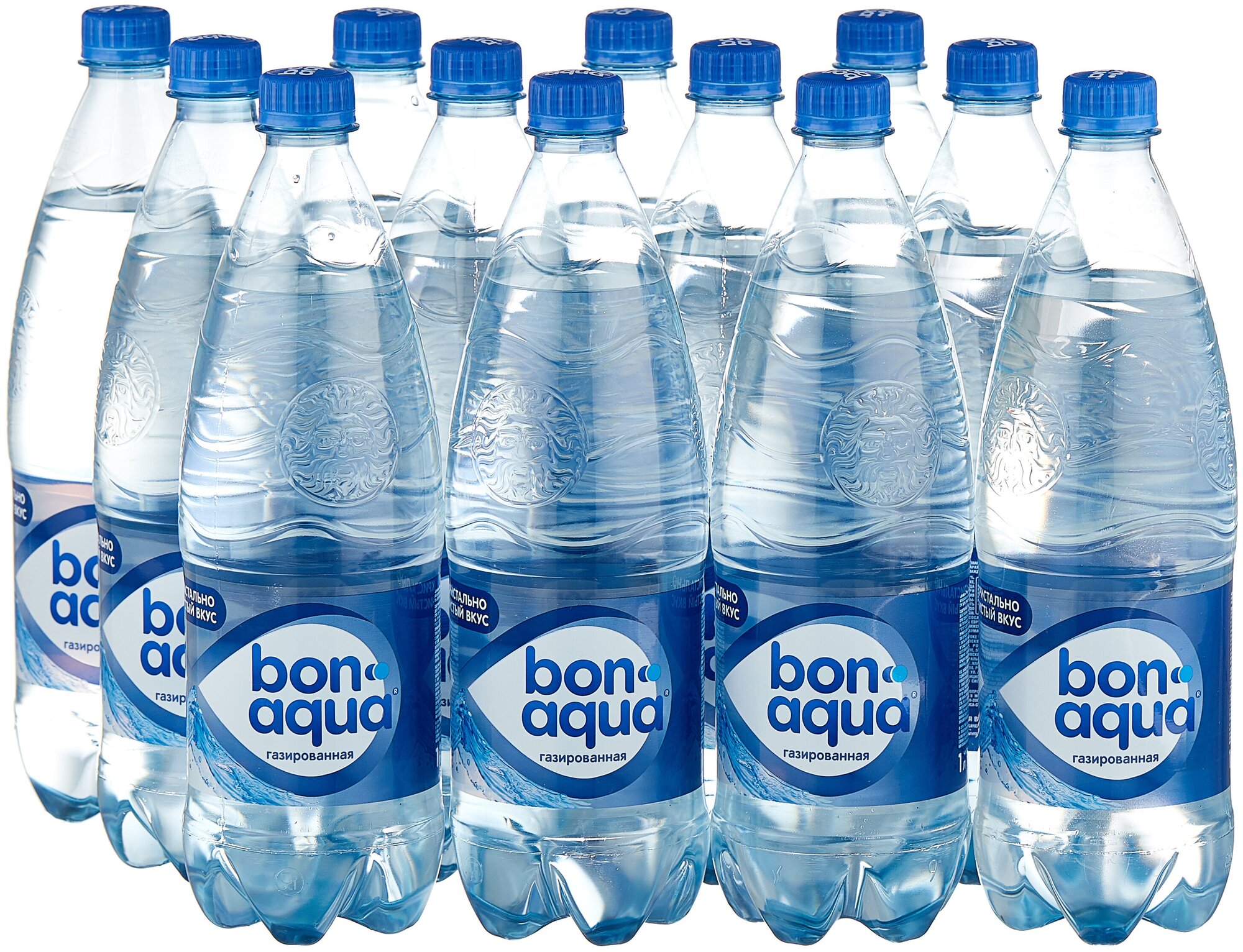 Вода питьевая Bon Aqua газированная ПЭТ, 12 шт. по 1л
