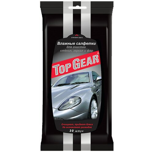 Влажные салфетки Top Gear для стекол, фар, зеркал 30 шт белый 1