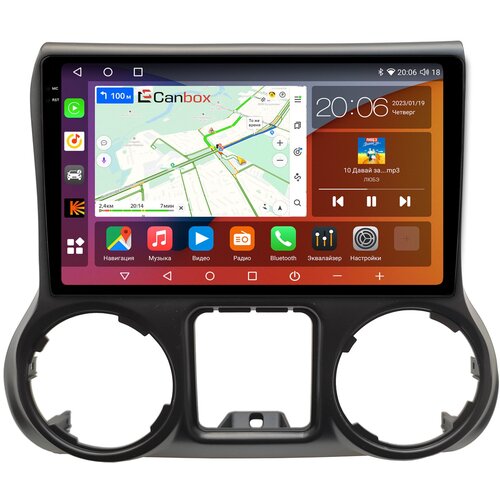 Штатная магнитола Canbox H-Line 2K 4181-10-009 для Jeep Wrangler 3 (JK) (2011-2014) на Android 10 (4G-SIM, 4/32, DSP, QLed)