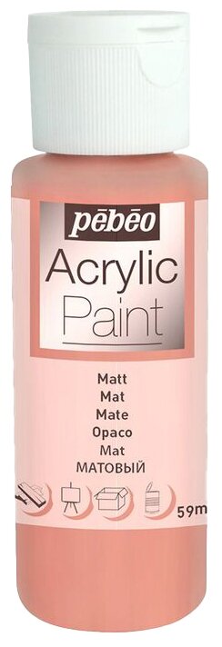 Краска акриловая Pebeo Acrylic Paint декоративная матовая (Античный розовый) 59 мл