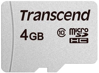 Карта памяти Transcend microSD 300S Class 10 4 GB, чтение: 20 MB/s, запись: 10 MB/s