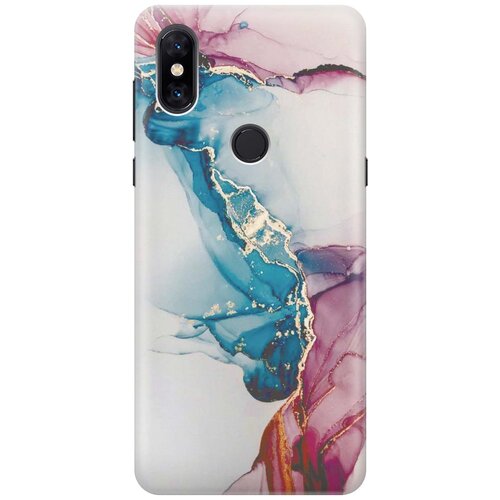 фото Re:pa накладка transparent для xiaomi mi mix 3 с принтом "сине-розовый мрамор"