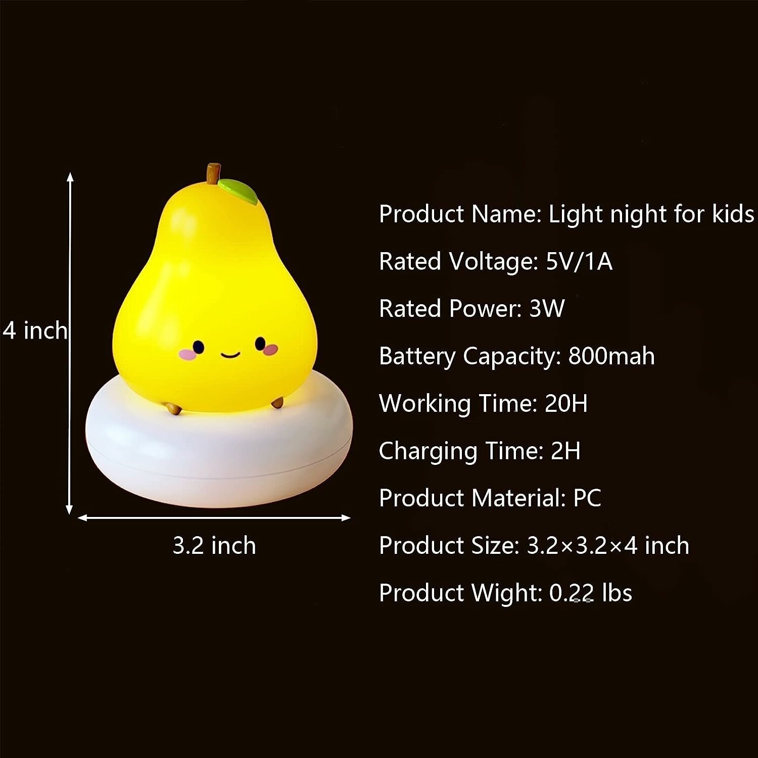 Ночник-игрушка сенсорный и беспроводной Pear, USB - фотография № 4