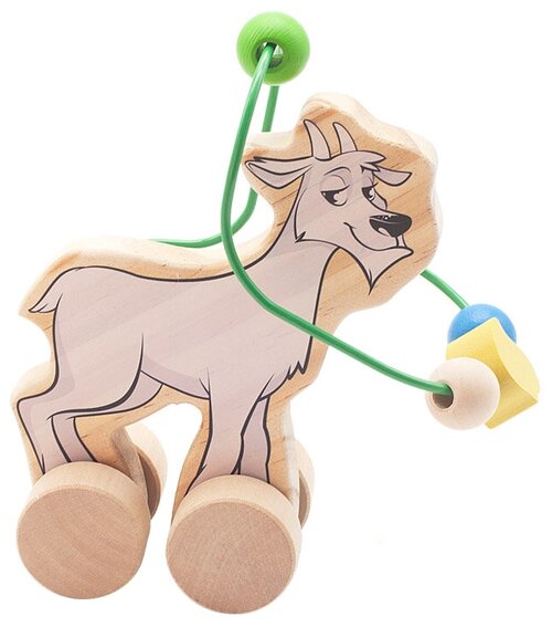 Каталка-игрушка Мир деревянных игрушек Козел (Д360), бежево-белый
