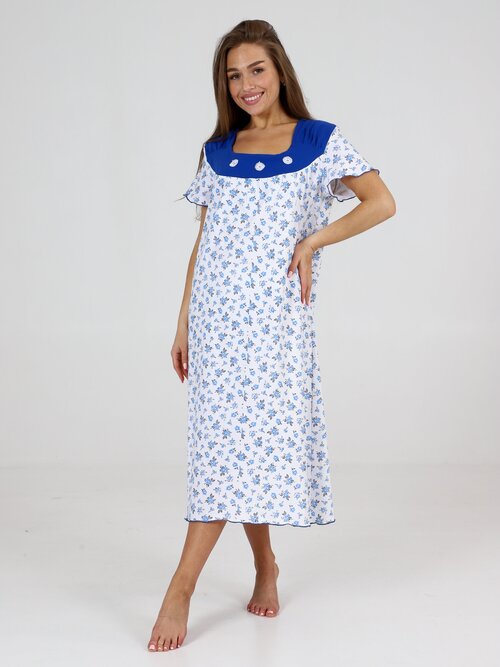 Сорочка Ивелена, размер 52, синий, белый