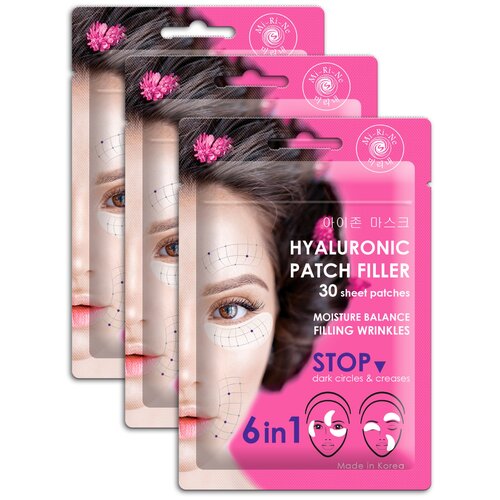 Mi-Ri-Ne Тканевые патчи-филлеры 6 в 1 для кожи вокруг глаз Hyaluronic Patch Filler, 30 шт., 3 уп. коллагеновые тканевые патчи филлеры 6 в 1 для кожи вокруг глаз mi ri ne collagen patch filler 30 шт