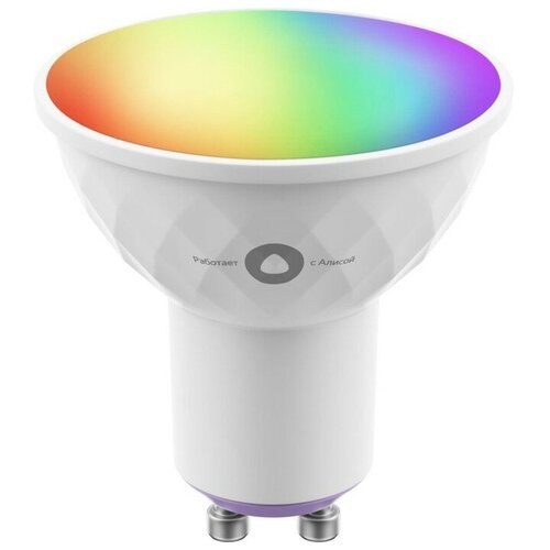 Умная лампа Яндекс, работает с Алисой, светодиодная, цветная, 4.9 вт, 400 Лм, GU10, 220 В 9496738
