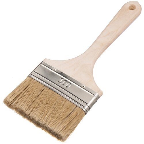 Кисть плоская натуральная щетина Wenzo Wood 100х14 мм для эмалей и лаков на алкидной основе