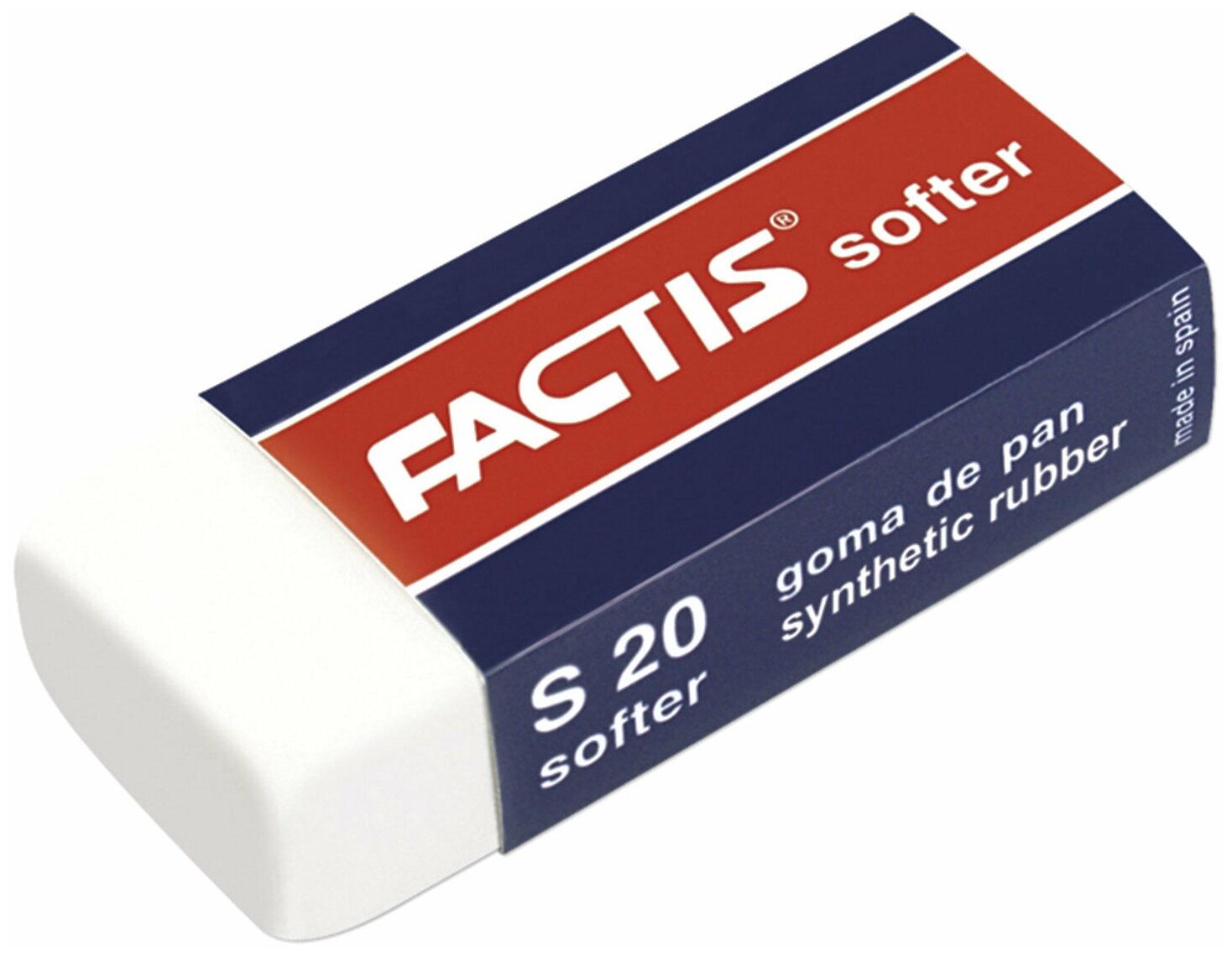 Резинка стирательная Factis Softer 56х24х14 мм, картонный держатель, синтетический каучук (CMFS20)