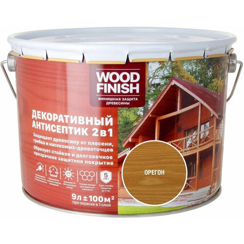 Антисептик DEKART Wood Finish полуматовый орегон 9 л