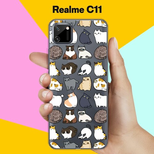 Силиконовый чехол на realme C11 Коты / для Реалми С11 силиконовый чехол на realme c11 реалми с11 коты черно белые