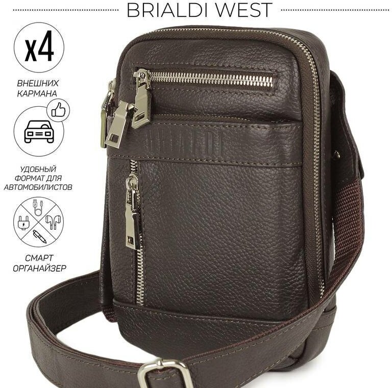 Кожаная сумка через плечо mini-формата BRIALDI West (Вест) relief brown