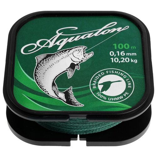 фото Леска плетёная aqua aqualon dark-green, d=0,16 мм, 100 м, нагрузка 10,2 кг 2173912