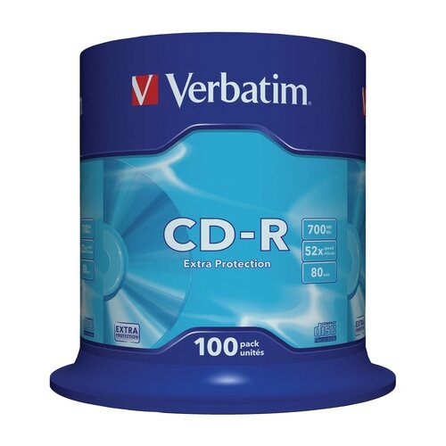 Диски CD-R VERBATIM 700 Mb 52х 100 шт. Cake Box 43411