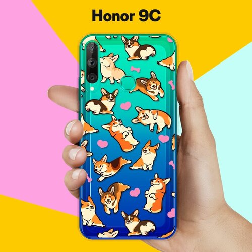 Силиконовый чехол Корги узором на Honor 9C силиконовый чехол корги узором на honor 8x