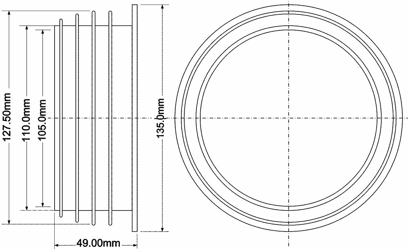 Переход резиновый 110мм-127мм McALPINE P-R-VP127