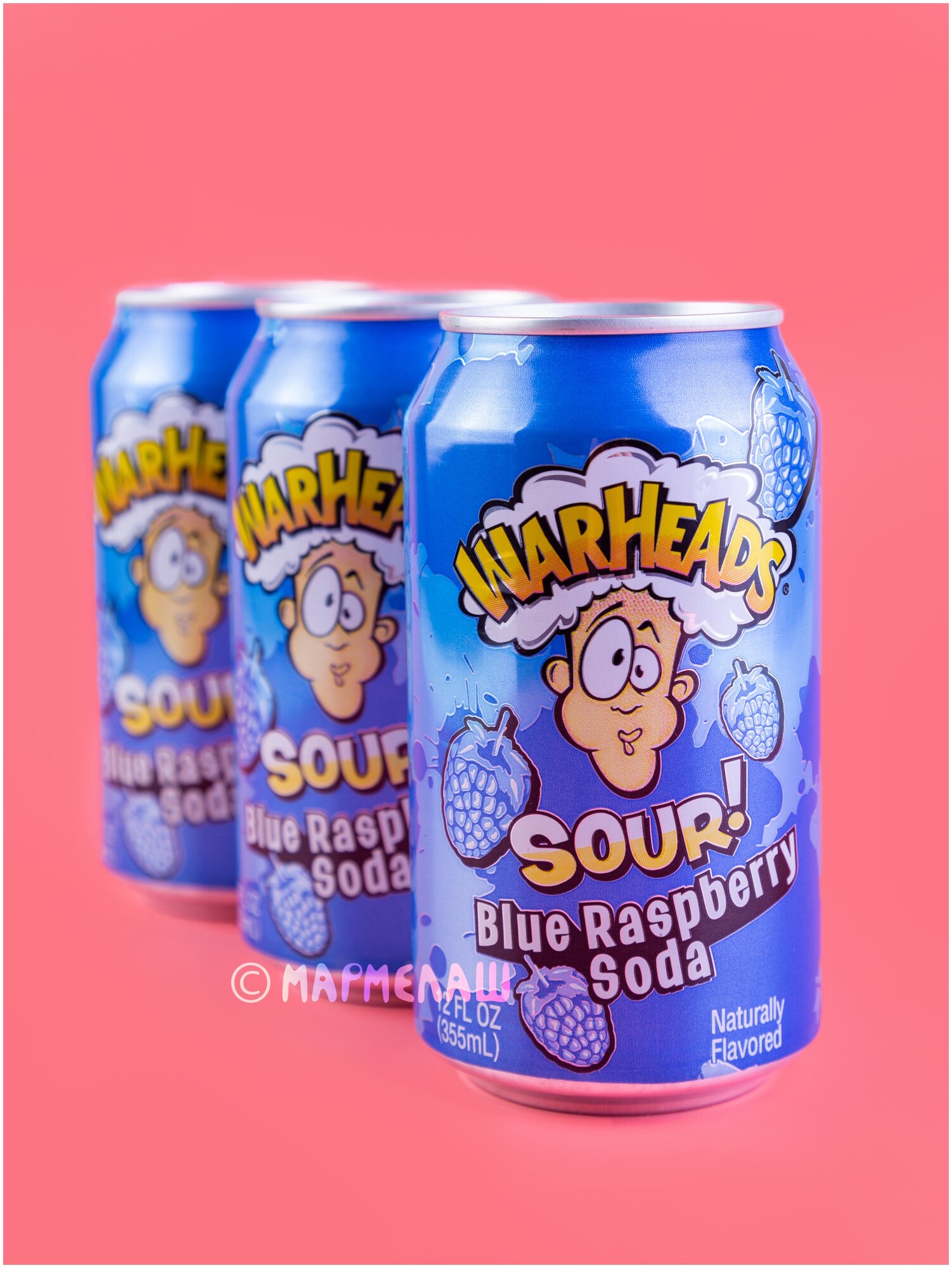 WarHeads Sour Blue Raspberry Soda напиток газированный США - 0,355 л. - фотография № 8