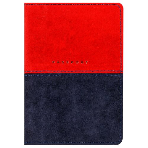 фото Обложка для паспорта officespace, натуральная кожа, красный, синий