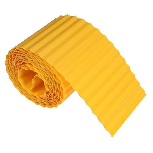 лента бордюрная 0 2 × 9 м толщина 0 6 мм пластиковая гофра жёлтая Лента бордюрная, 0.15 × 9 м, толщина 0.6 мм, пластиковая, гофра, жёлтая