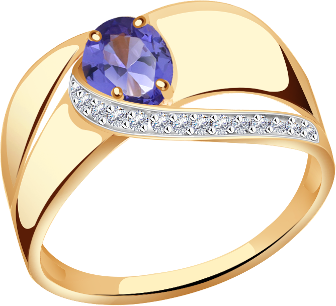 Кольцо Diamant online, золото, 585 проба, фианит, танзанит
