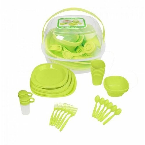 Набор пластиковой посуды для пикника на 6 персон набор посуды для пикника на 6 персон зелёный