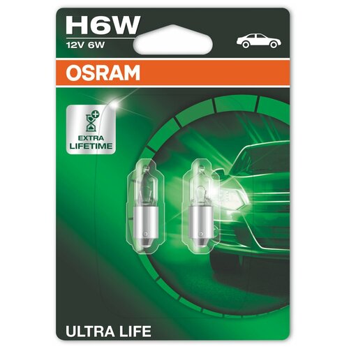 Лампа автомобильная галогенная OSRAM Ultra Life 64132ULT-BLI H6W 12V 6W 2 шт.