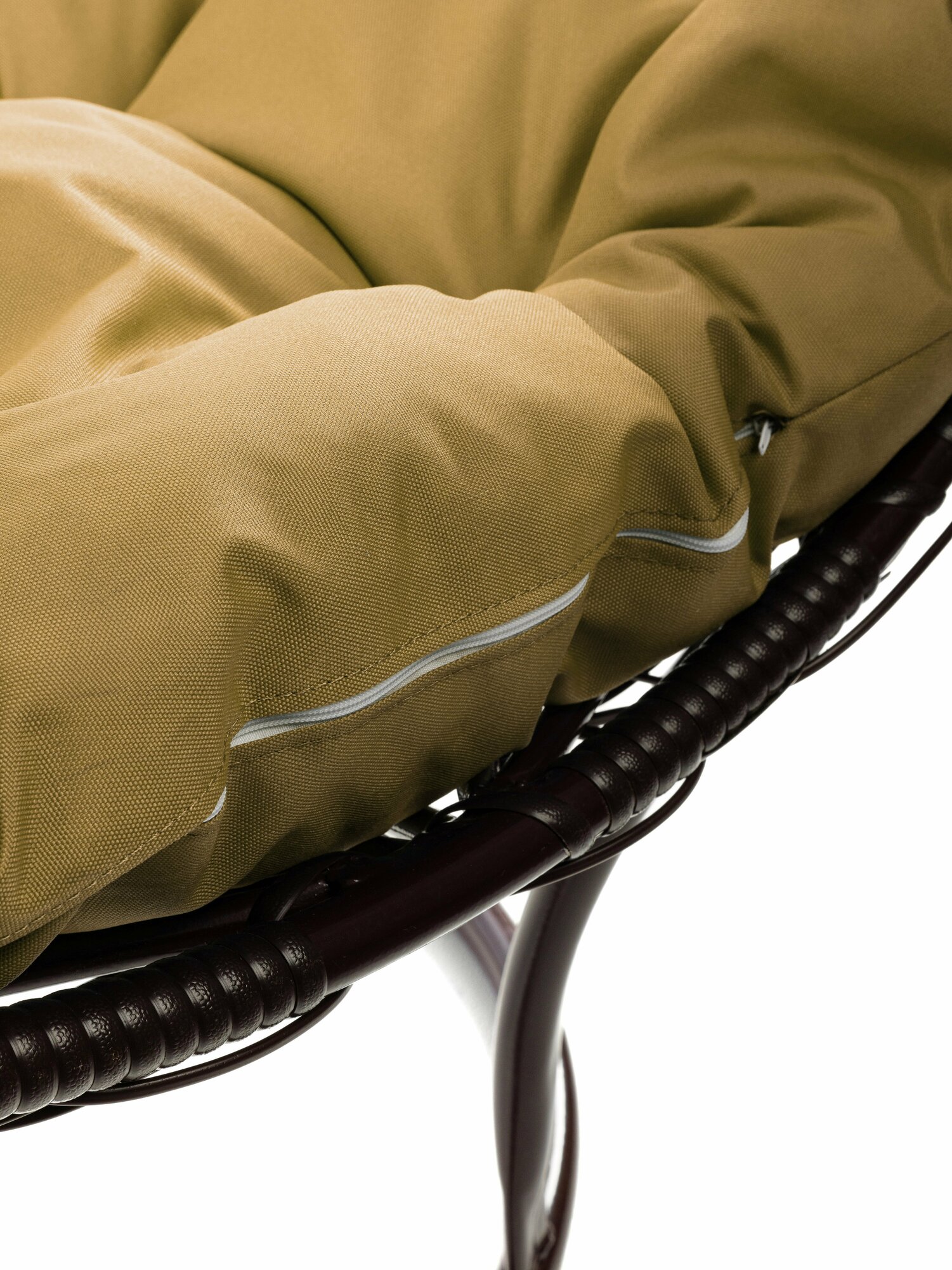 Кресло на подставке ротанг коричневый, бежевая подушка - фотография № 13
