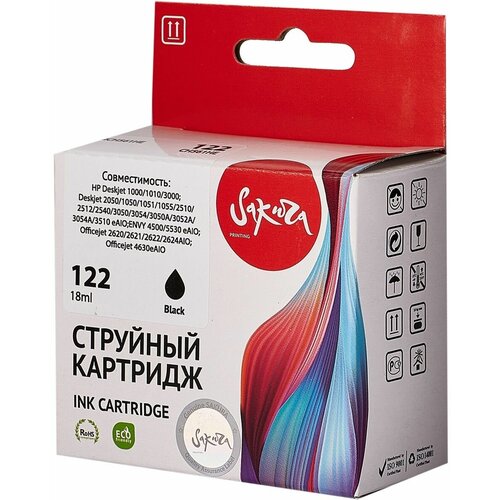 картридж hp ch561he 120 стр черный 2 шт. Картридж струйный Sakura 122 / CH561HE черный, пигментный тип, 18 мл, 650 стр. для HP (SICH561HE)