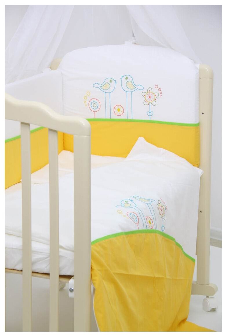 Комплект в кроватку Fairy, Волшебная полянка 7 предметов желтый - фото №2