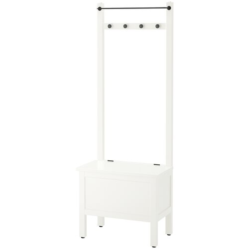 HEMNES хемнэс скамья с ящиком/штанга и 4 крючка 64x37x173 см белый