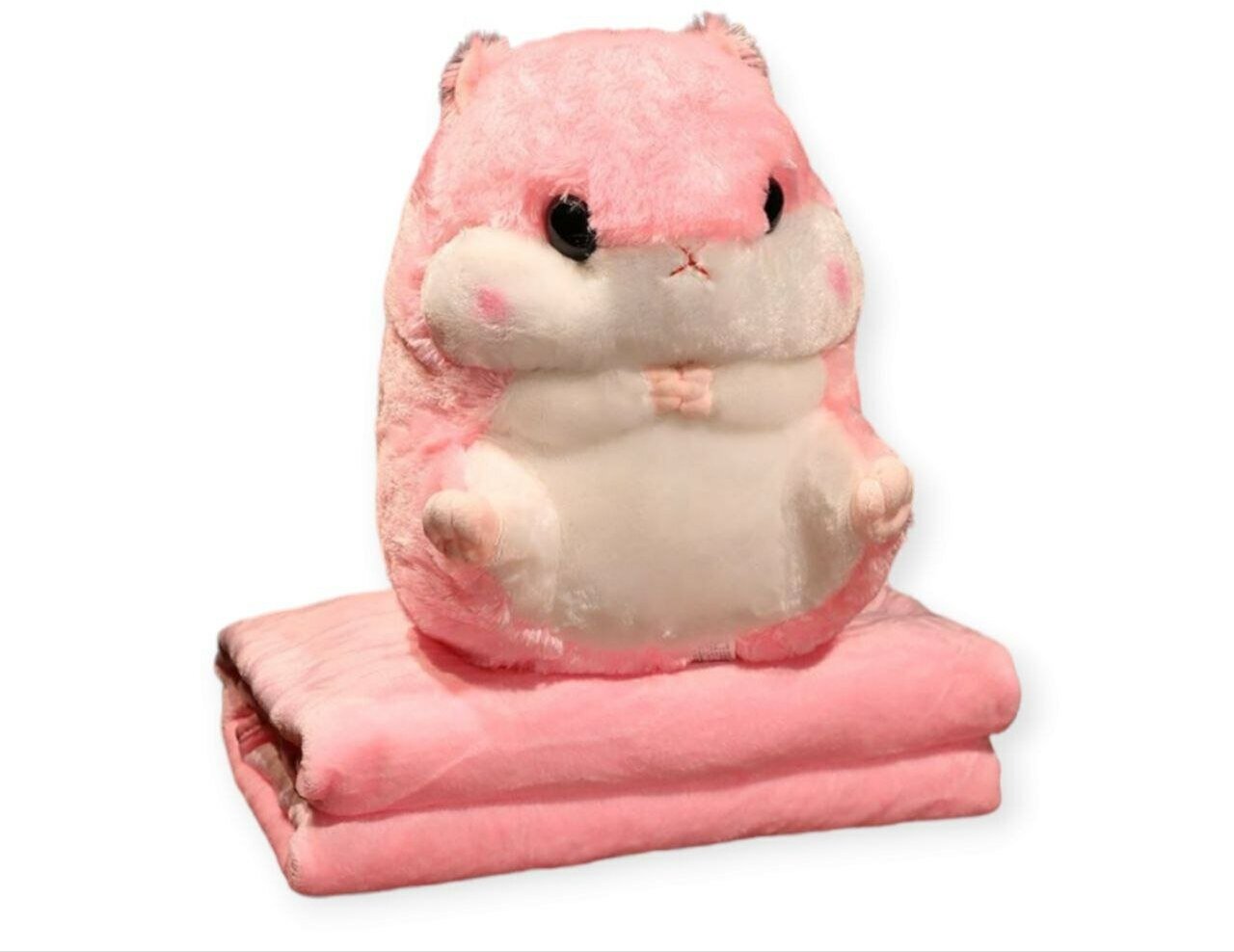 Мягкая игрушка подушка Хомяк розовый 3в1 50 см