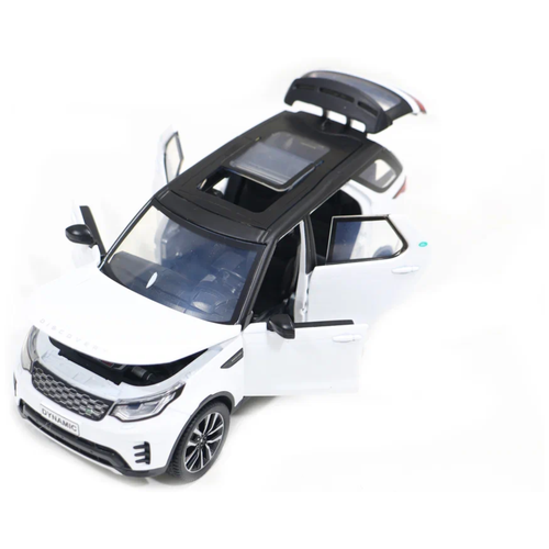 Машина Range Rover Discovery 1:24 со светом и звуком 21 см белая подводная лодка акула 20см свет звук технопарк металл инерция открывается люк