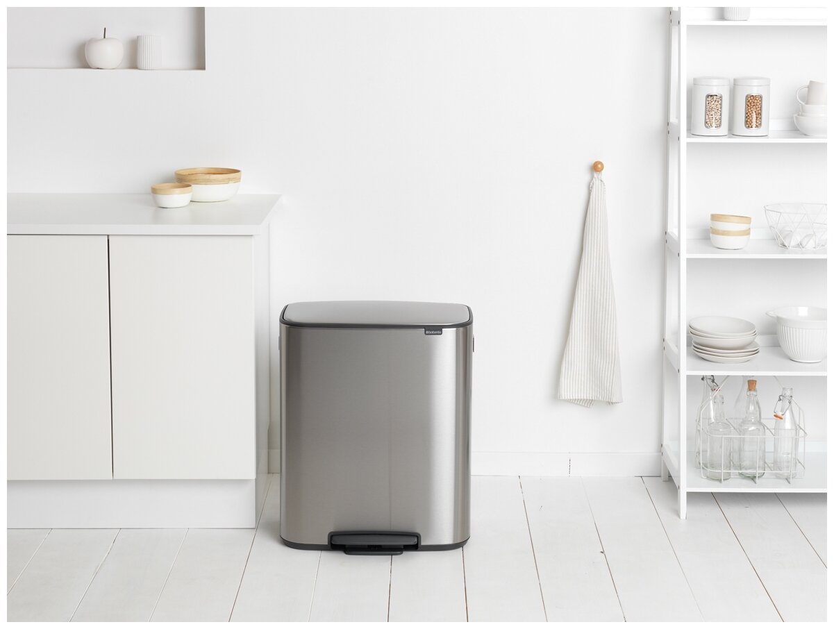 Мусорный бак с педалью 2 х 30 л Brabantia Pedal Bin Bo Минерально-серый - фото №3