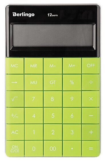 Калькулятор настольный Berlingo "Power TX", 12 разрядов, двойное питание, зеленый