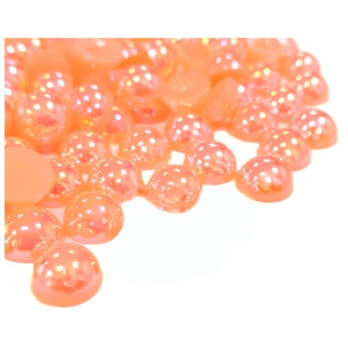 Бусинки (половинки) - цвет Персиковый Радужный (6 мм), ResinArt