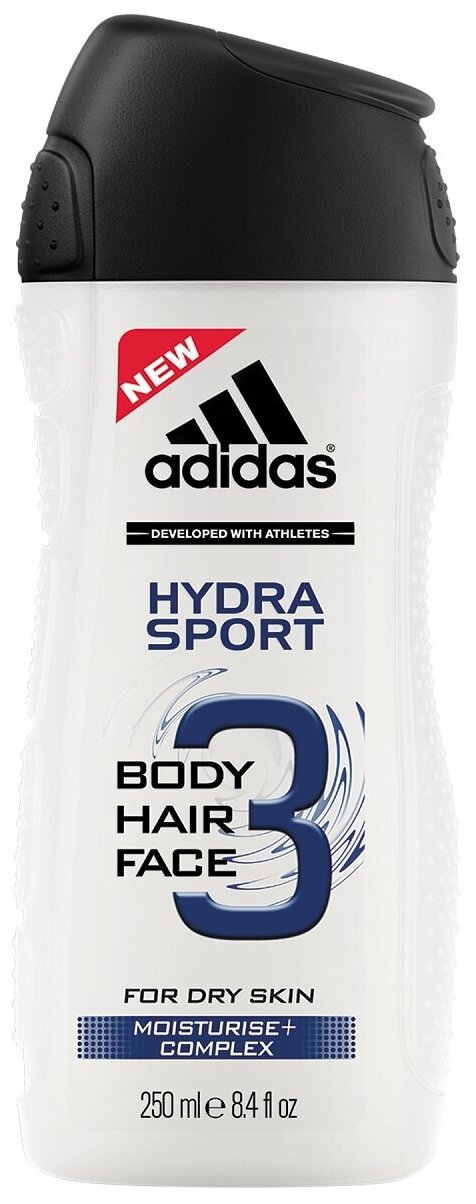 Adidas 3 В 1 Hydra Sport Гель Д/душа Муж 250 Мл COTY BEAUTY LLC - фото №1