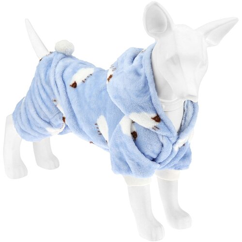 Пэт тойс (Pet toys) Одежда для собаки Комбинезон Овечка с капюшоном, с хвостиком, на кнопках, р-р S, длина спинки 19см/обхват груди 32см/обхват шеи 28см, цвет-голубой, плюш (100% полиэстер) (Китай)