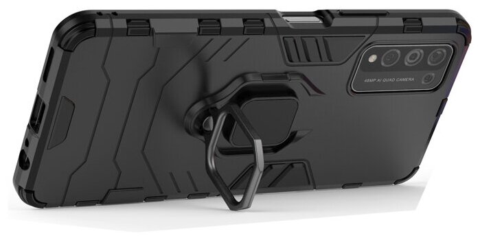 Противоударный чехол с кольцом Panther Case для Huawei Honor 10X Lite черный