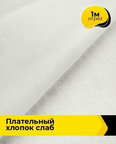 Ткань для шитья и рукоделия Плательный хлопок "Слаб" 1 м * 142 см, белый 008