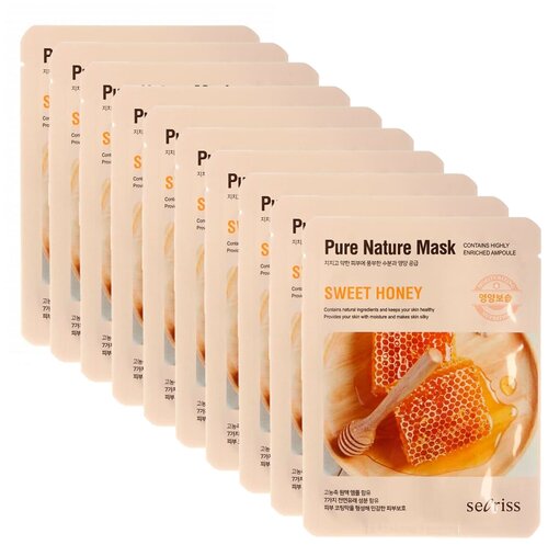 Secriss маска тканевая Pure Nature Mask Pack Sweet Honey с экстрактом меда, 25 мл, 10 уп.